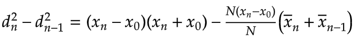 d^2_n - d^2_n-1 simplify difference between current and previous average